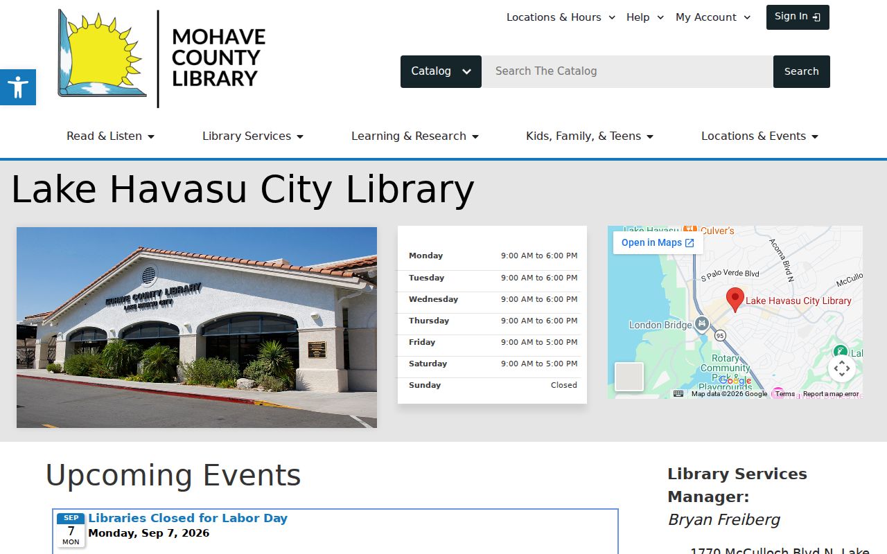 Lake Havasu City neighbor lookup research at the Mohave County Library branch
