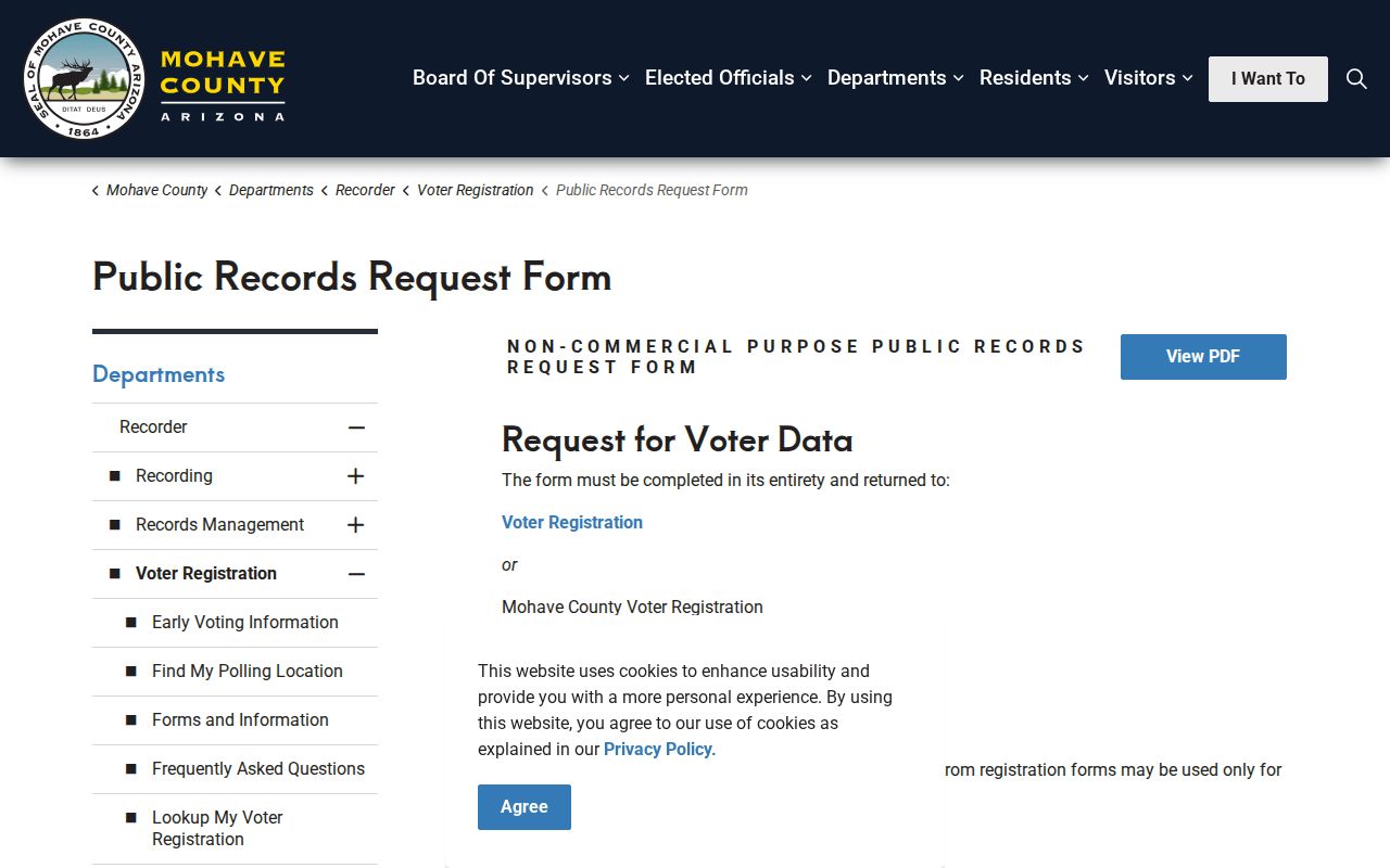 Lake Havasu City neighbor lookup voter-data restrictions in Mohave County