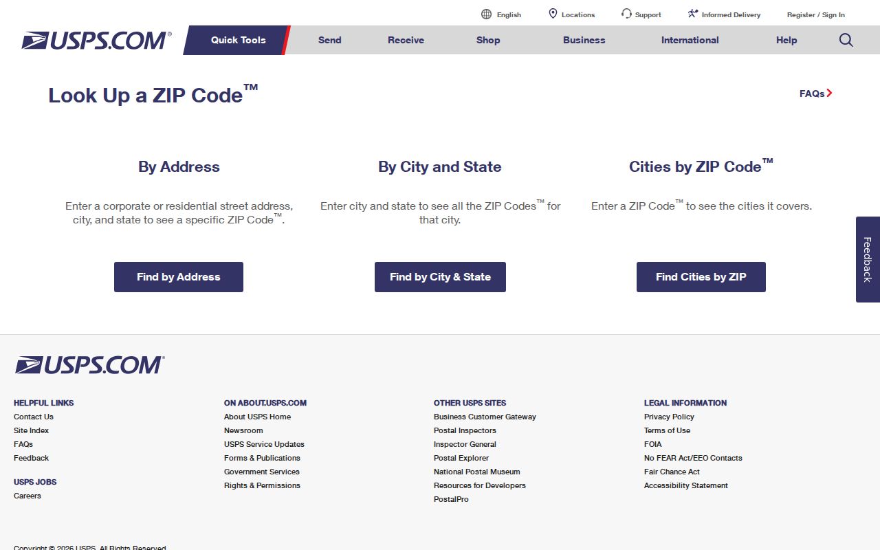 Lake Havasu City ZIP lookup through the USPS address tool